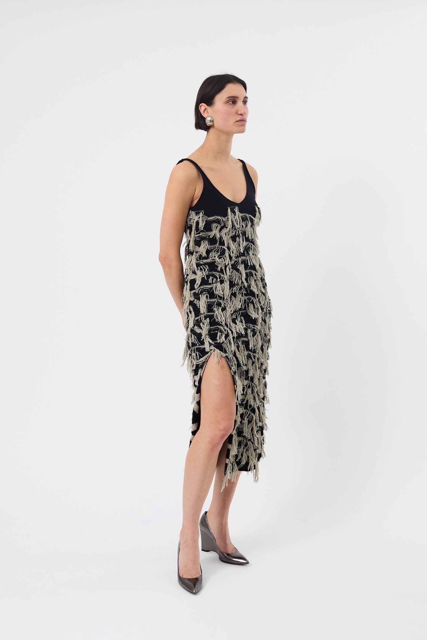 CCY - Fringe Dress, black/sand