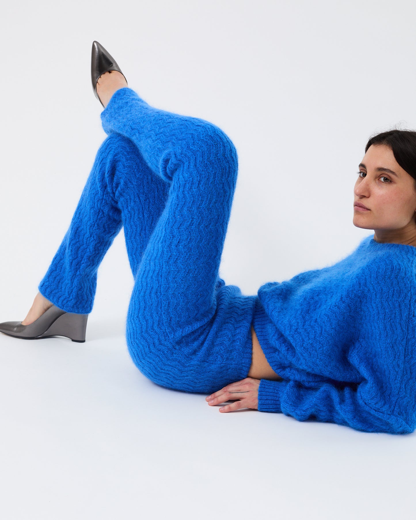 CCY - Zigzag Mohair Pants, electric blue