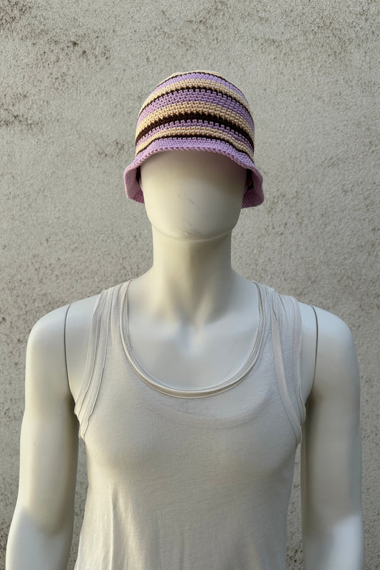 AMBA AMBA - Bucket Hat - striped pink brown