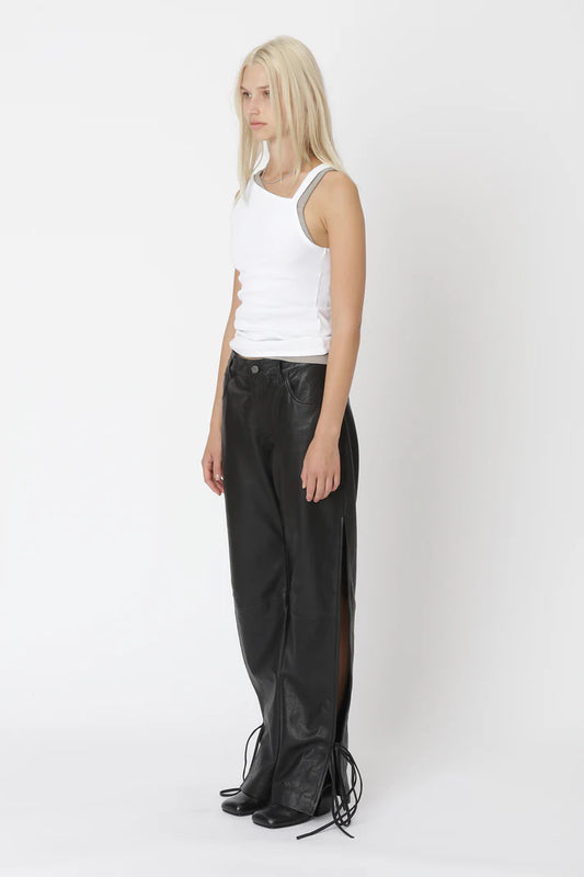 WON HUNDRED - Baggy String Leather Trousers