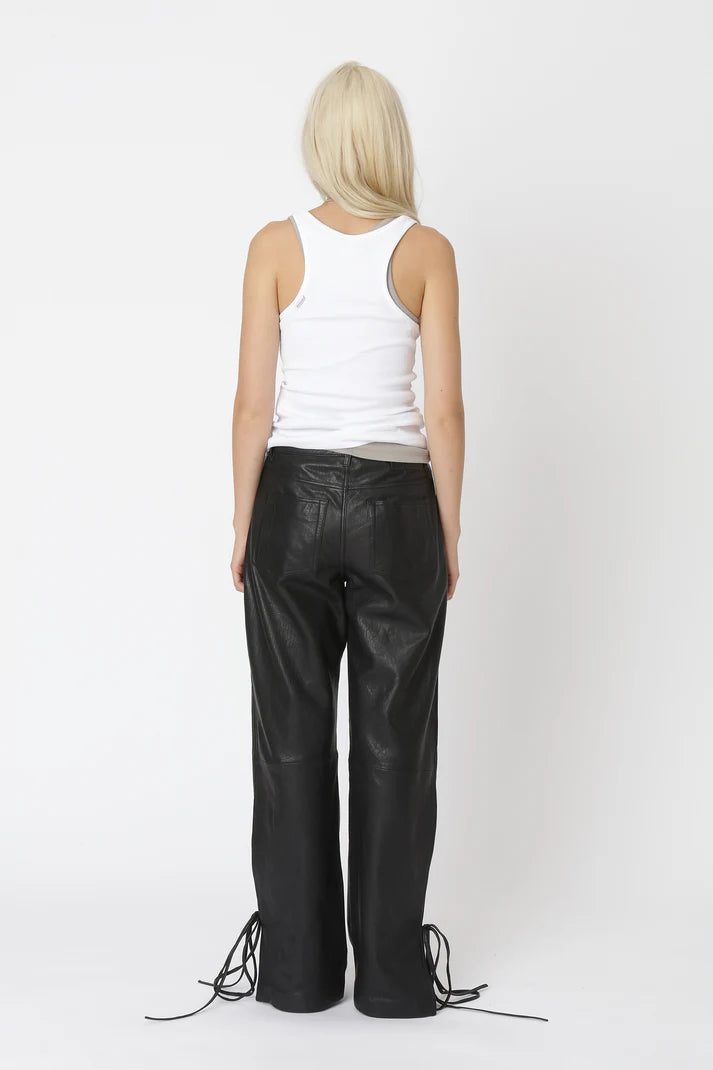 WON HUNDRED - Baggy String Leather Trousers