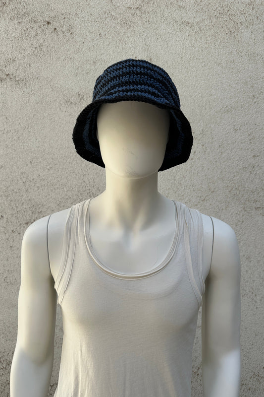 AMBA AMBA - Bucket Hat - striped blue black