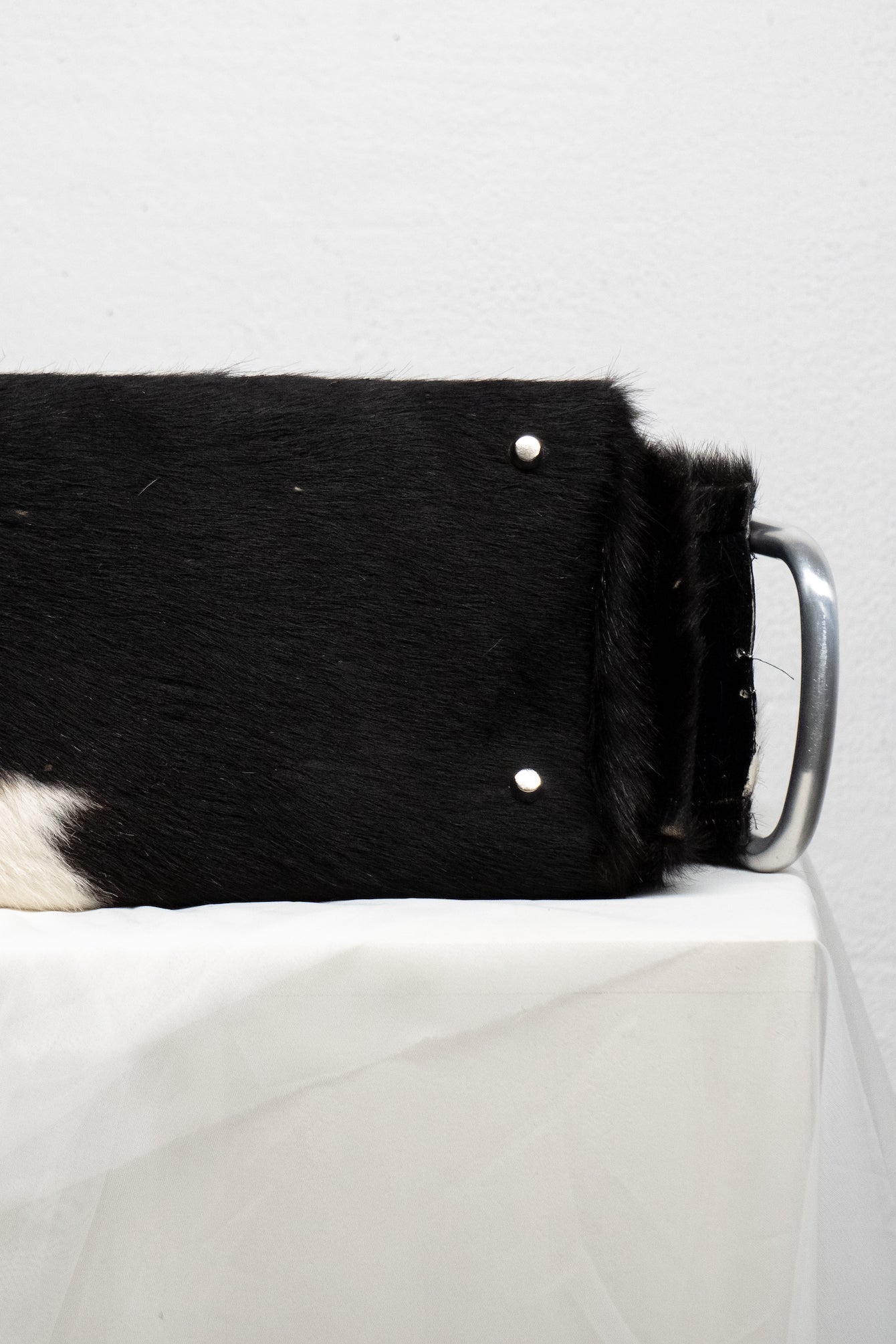 Szenaryo - Black/White Cow Skin Bowling Bag