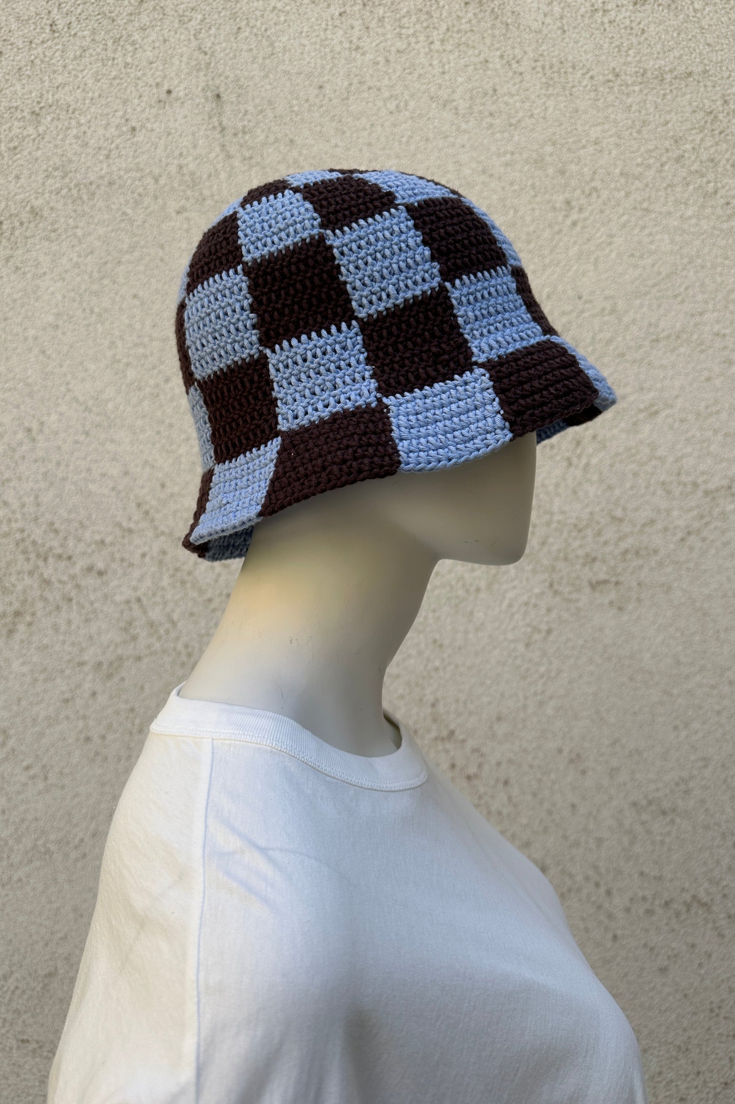 AMBA AMBA - Bucket Hat - checked brown blue