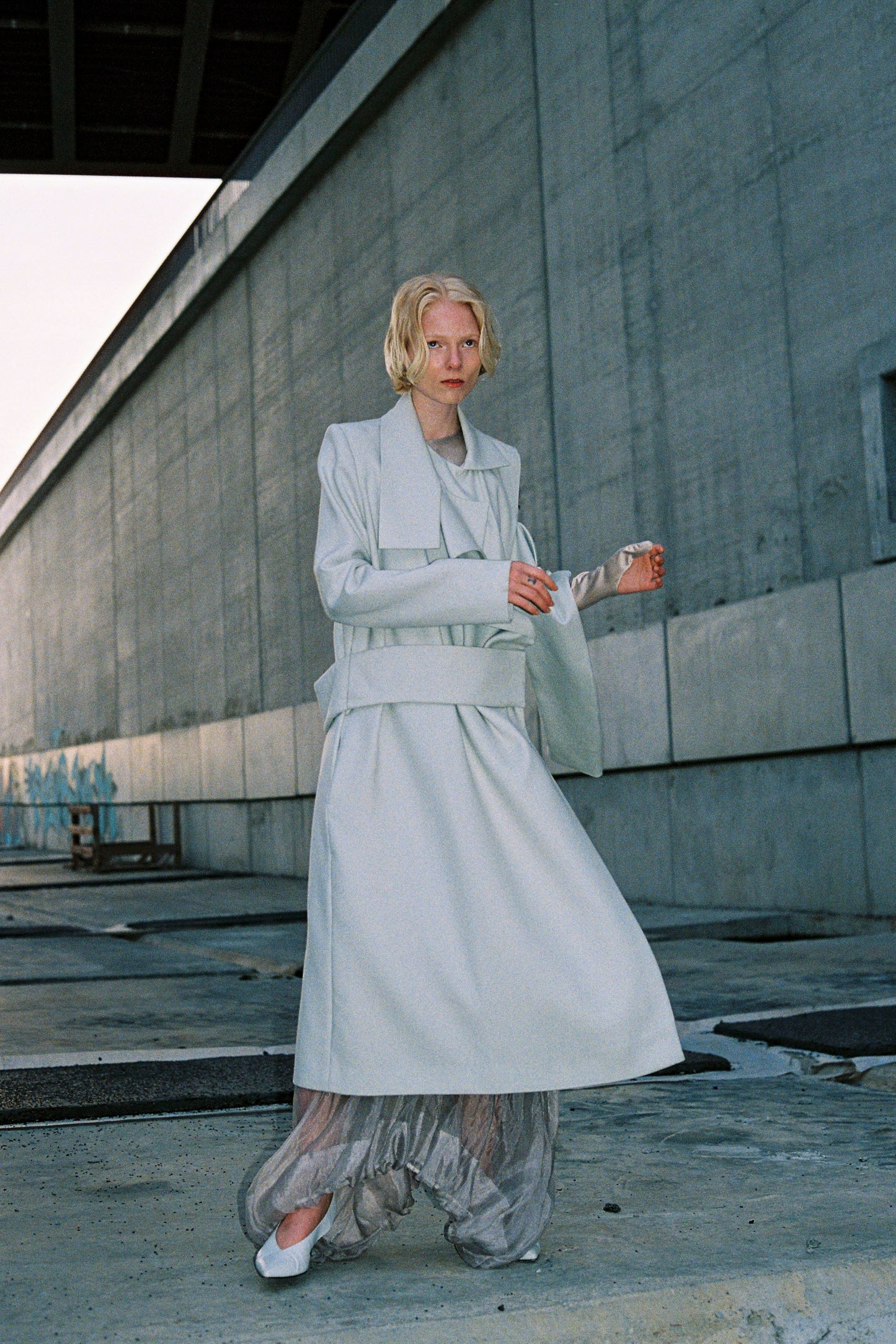 EIGENE – Draped Minty Wool Coat / 1 of 1 Archive Piece