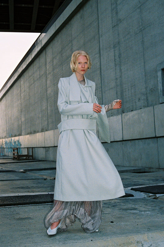 EIGENE – Draped Minty Wool Coat / 1 of 1 Archive Piece