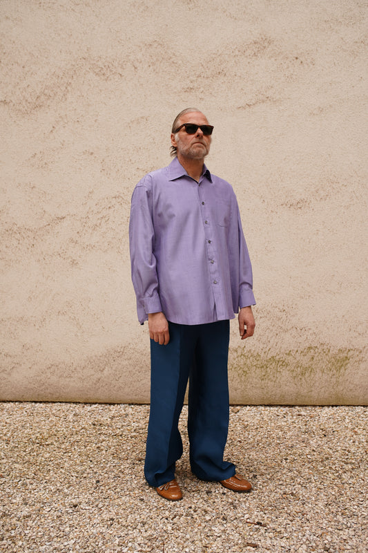 STUDIO SCHMITD- ECHO TROUSERS - Petrol Organza Silk