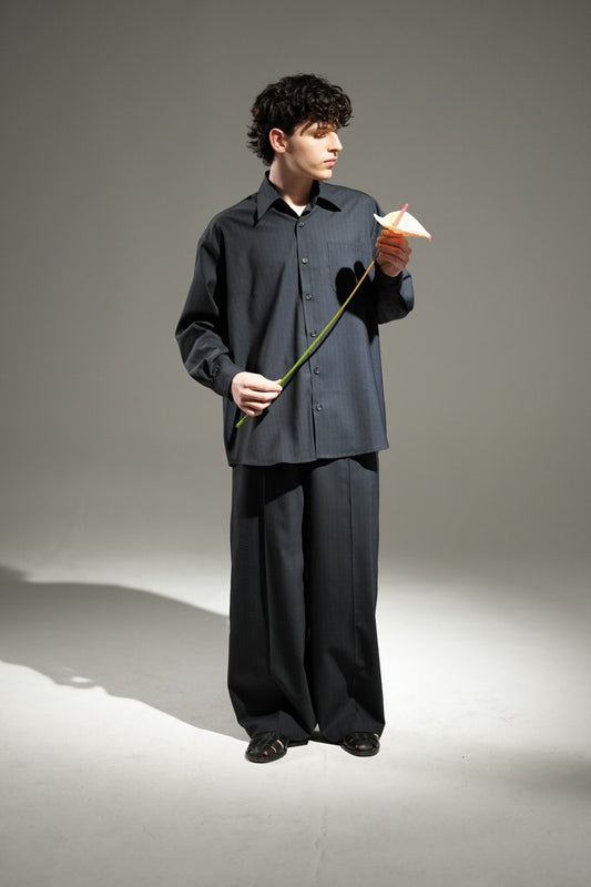 STUDIO SCHMITD- NARCISSUS SHIRT - Navy Pinstripe