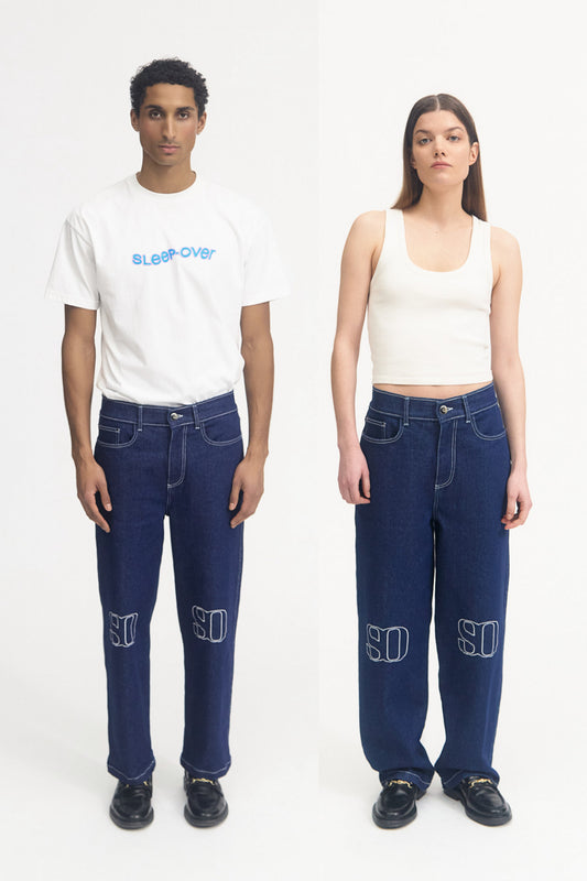 SLEEP-OVER - Monogram Denim Pants