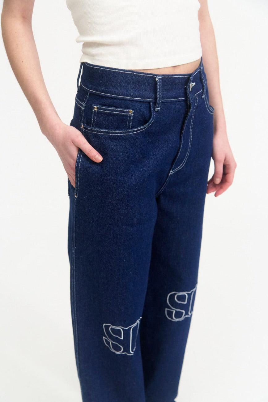 SLEEP-OVER - Monogram Denim Pants