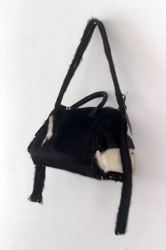 Szenaryo - Black Cow Skin Bowling Bag with pockets