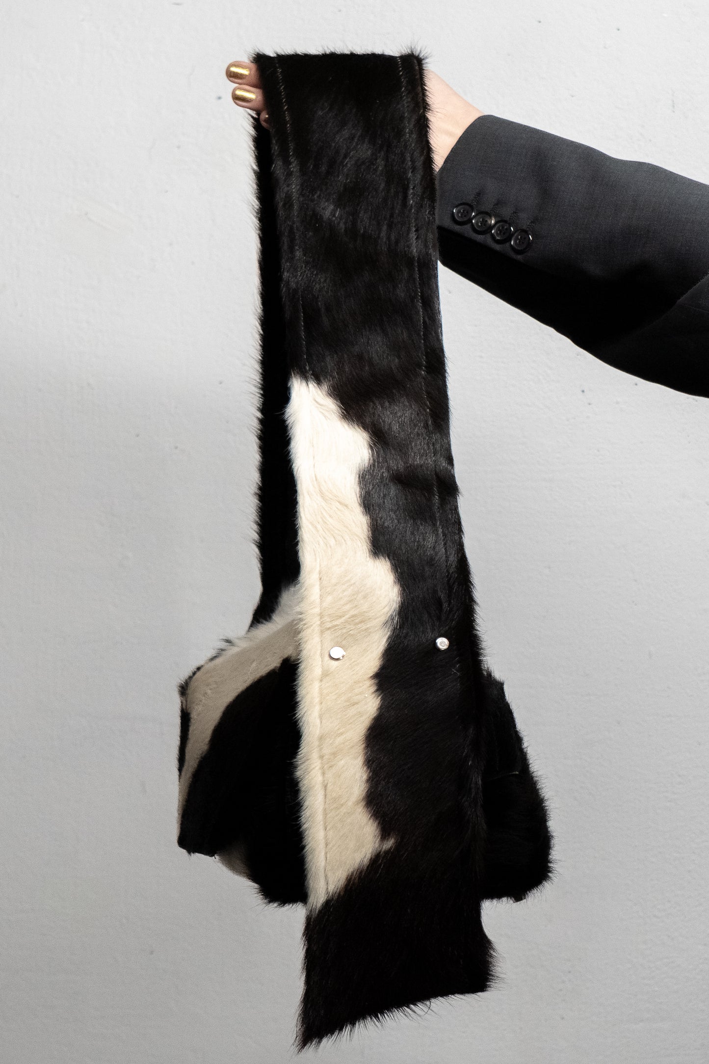 Szenaryo - Black/White Cow Skin Bowling Bag