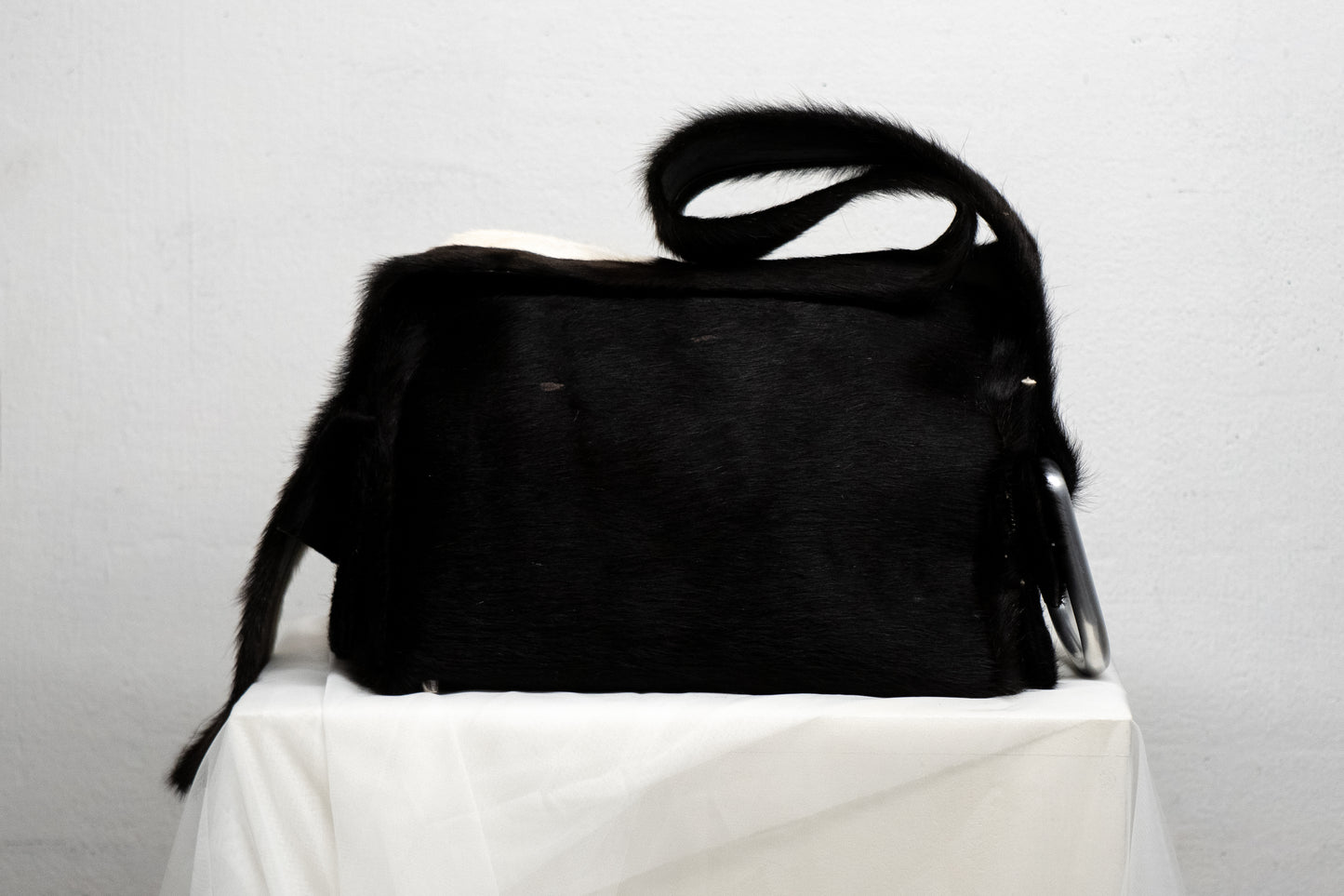 Szenaryo - Black/White Cow Skin Bowling Bag