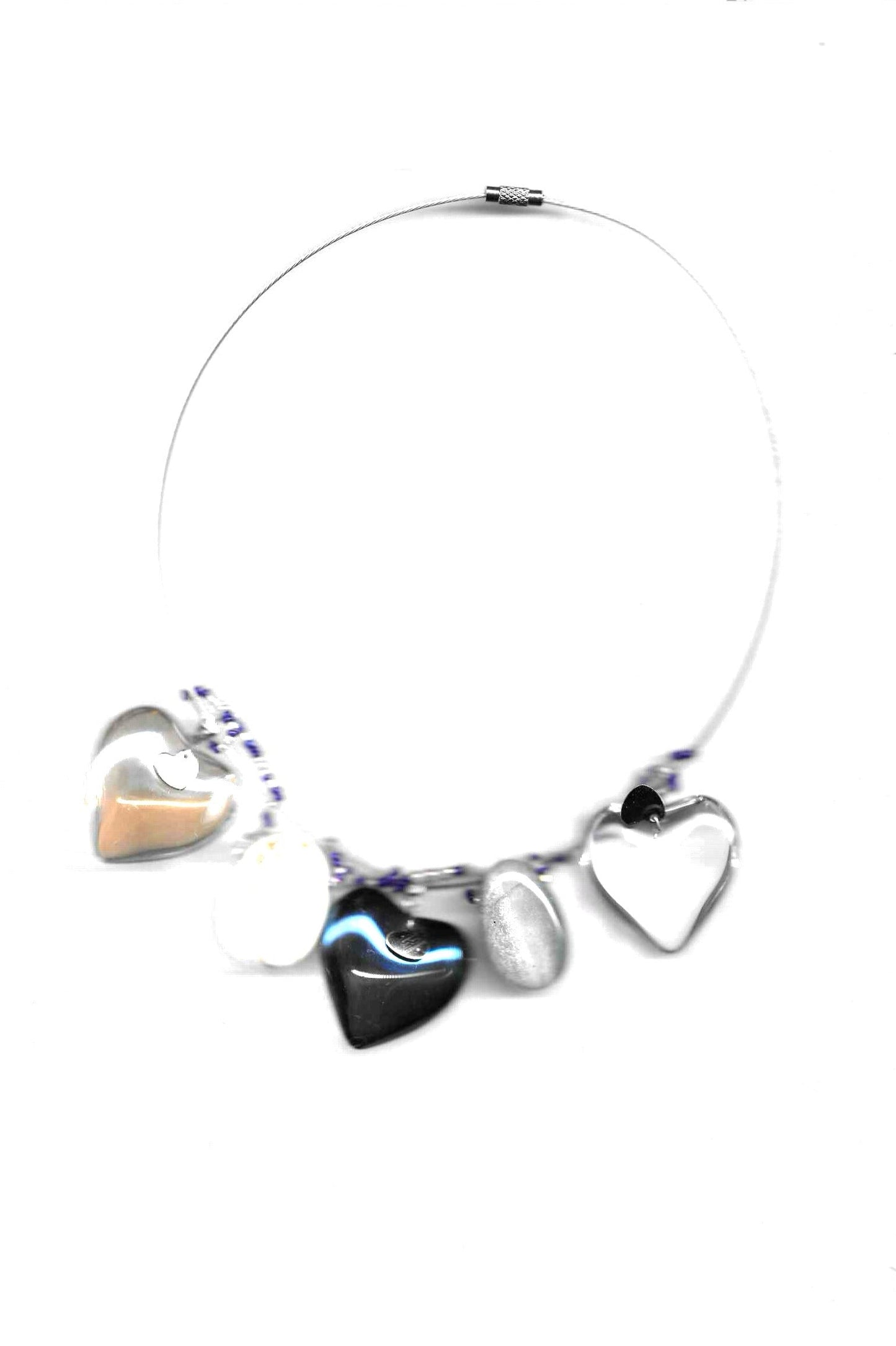 Szenaryo - Dark Blue Glass Heart Statement Necklace