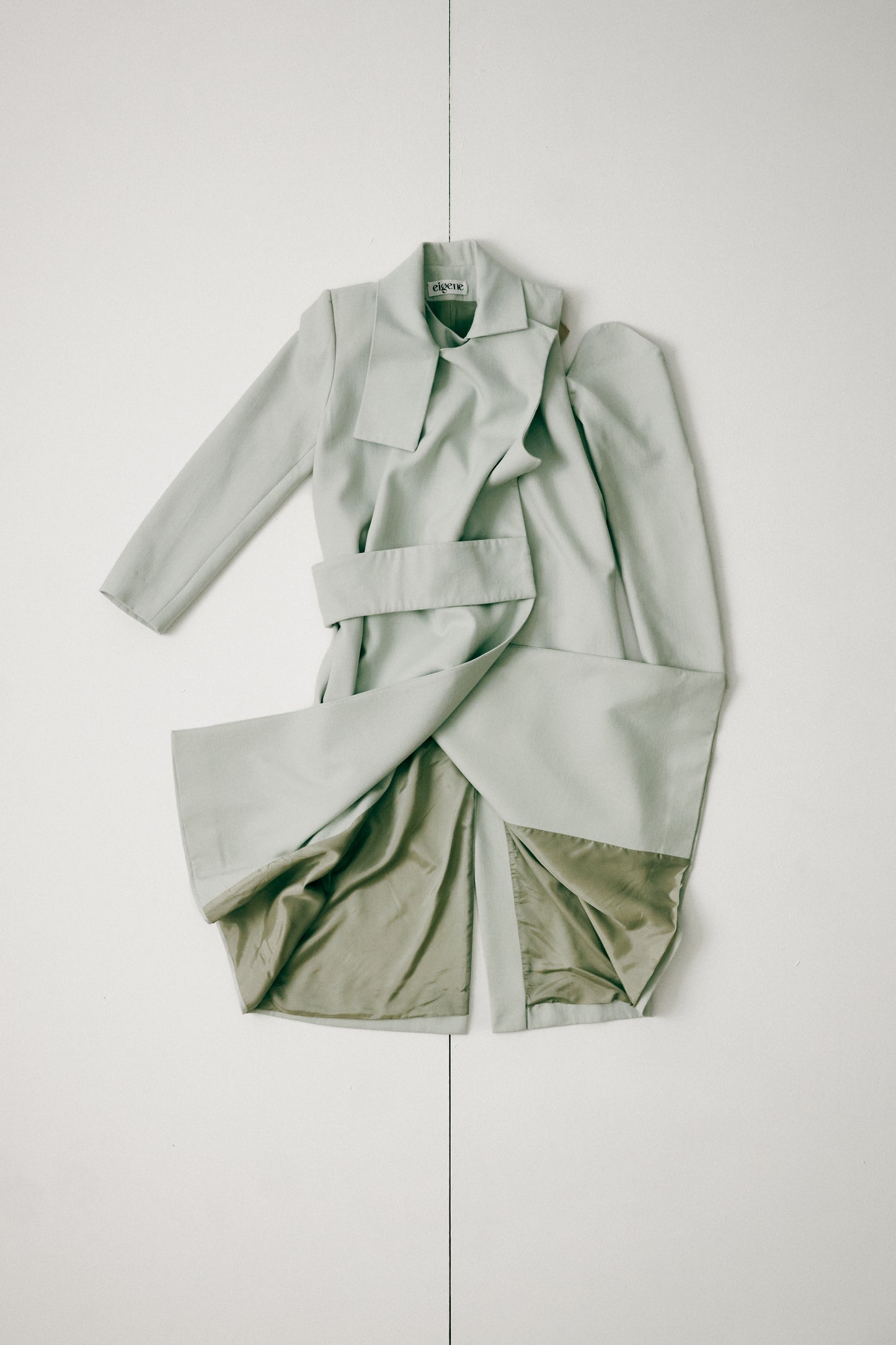 EIGENE – Draped Minty Wool Coat / 1 of 1 Archive Piece