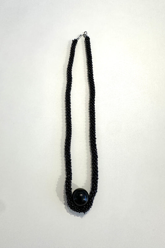 AMIKE - Necklace, black with pearl