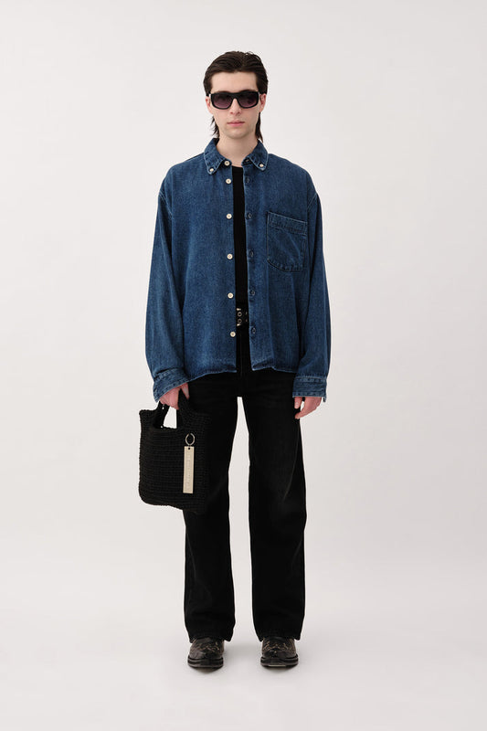 WON HUNDRED - MAZA TENCEL SHIRT- Mid Blue