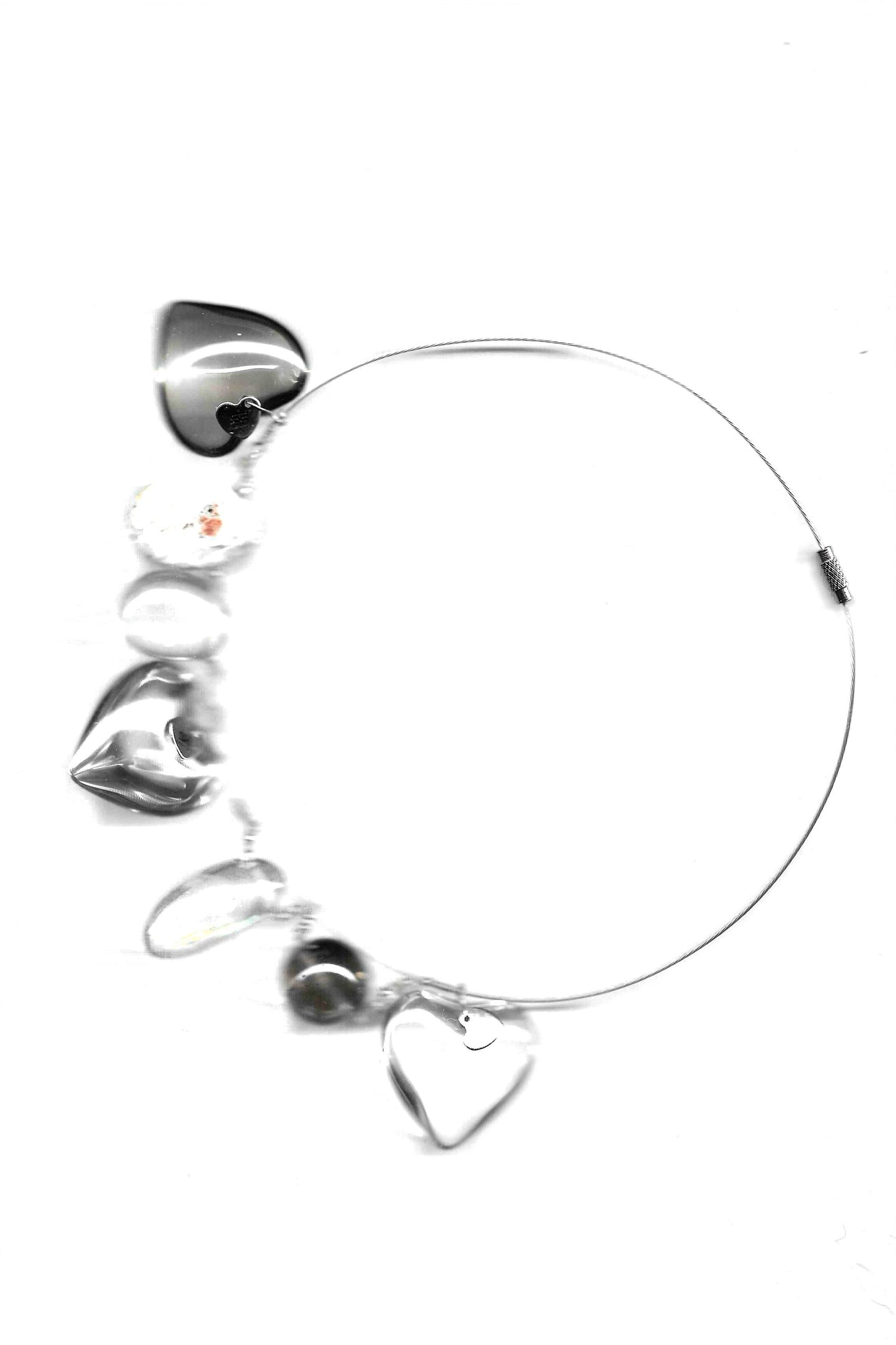 Szenaryo - Silver Glass Heart Statement Necklace