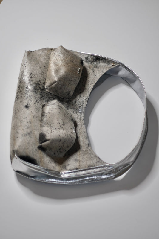 Szenaryo - Silver Cow Shoulder Bag with pockets