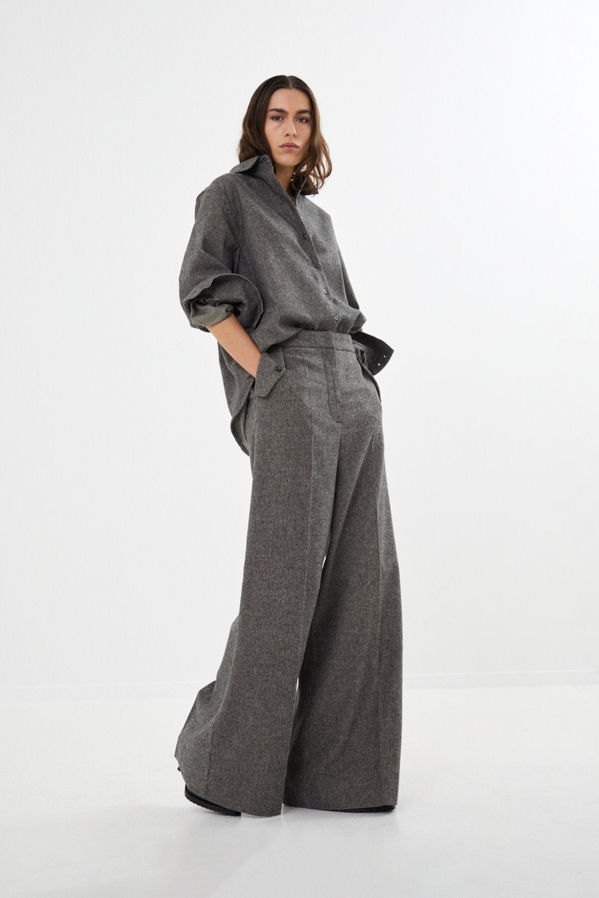 Rabens Saloner - Mini check wide leg pants - Inja