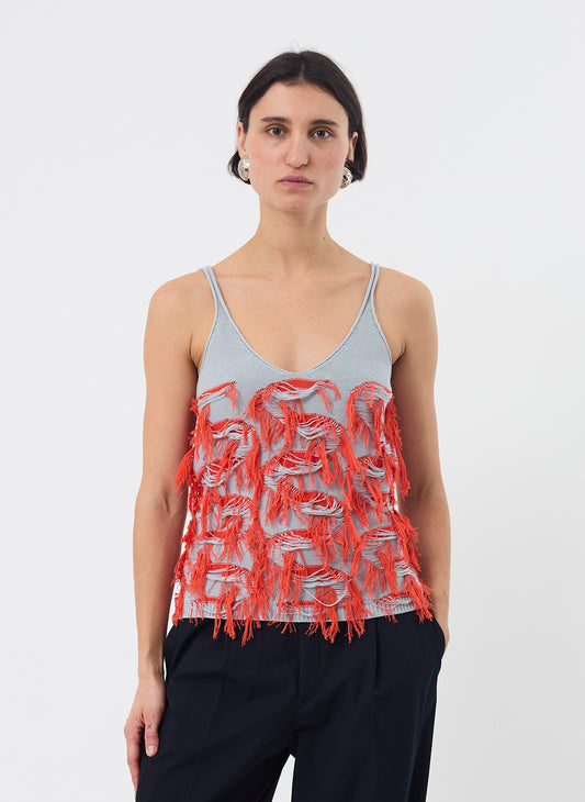 CCY - Fringe Top, grey/coral