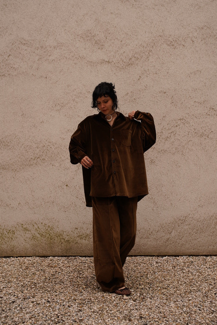 STUDIO SCHMITD- ECHO TROUSERS - brown velvet