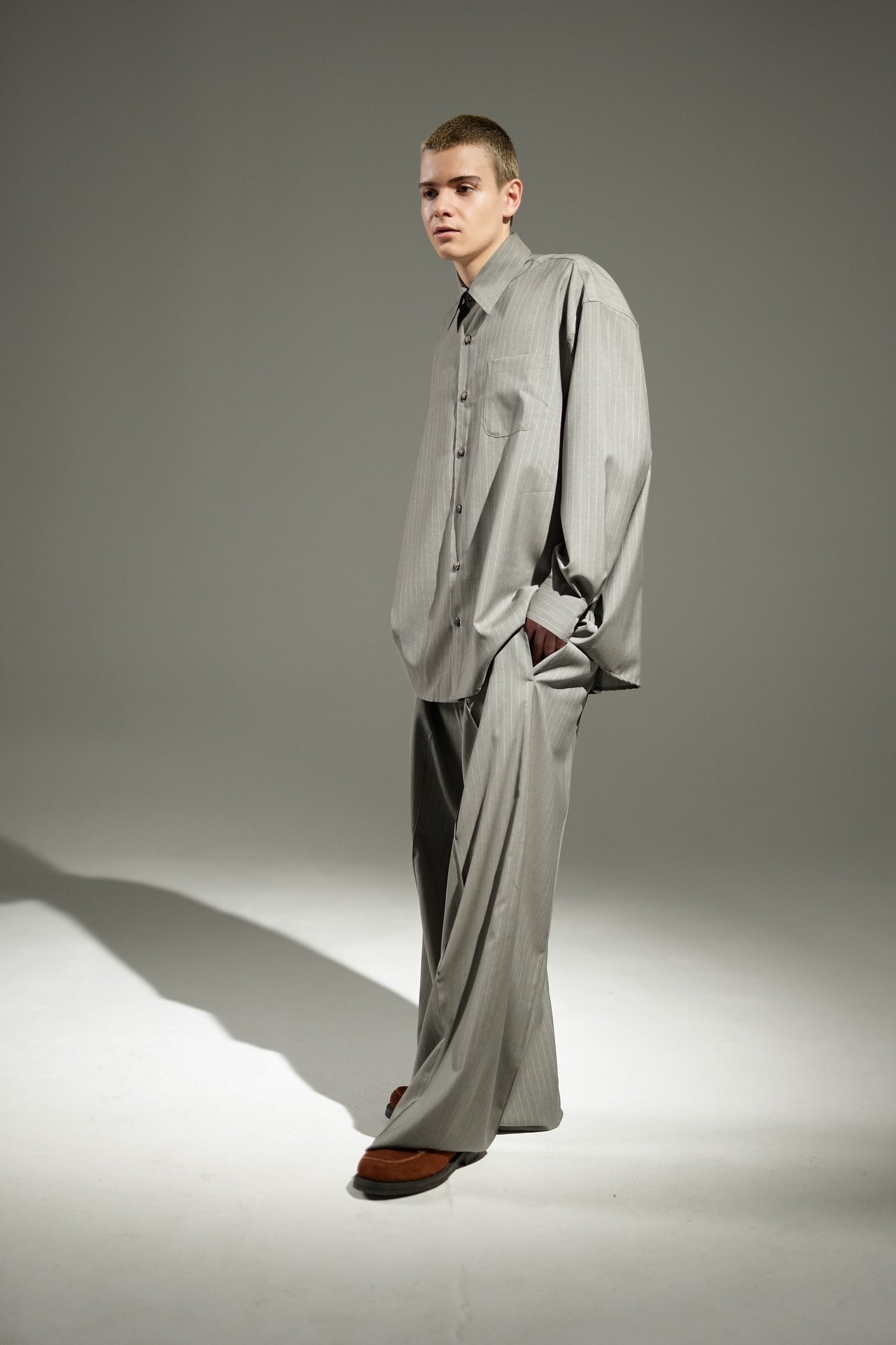 STUDIO SCHMITD - NARCISSUS SHIRT- Gray Pinstripe