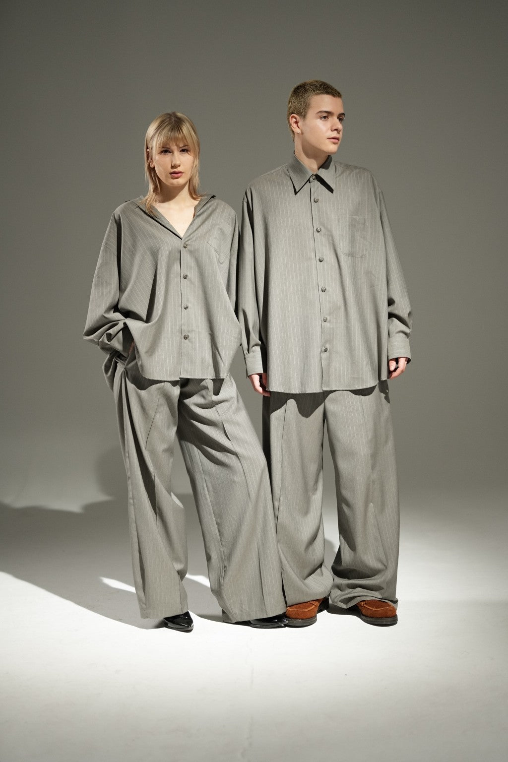 STUDIO SCHMITD - NARCISSUS SHIRT- Gray Pinstripe